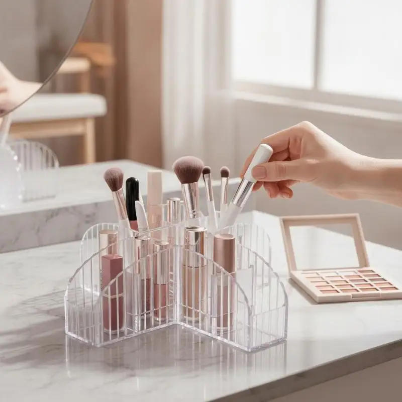 9 Slot Clear Makeup Brush Lipstick Lip Gloss Organizer Perfect Storage Solution For Drawers And Vanities