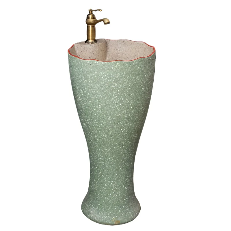 

Floor-to-ceiling column basin integrated balcony outdoor wash basin household ceramic column washbasin