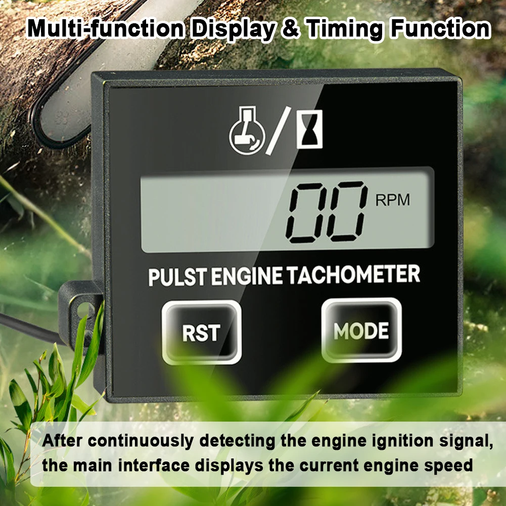 Induction Chainsaw Lawn Mower High Tachometer Digital LCD Display Inductive Pulse Tachometer Gasoline Engine Debugging Timer