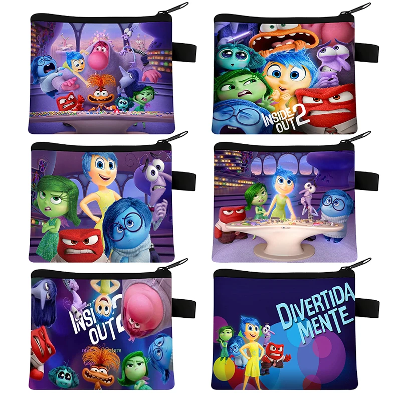 Nowy film Disney Inside Outs 2. Portmonetka Joy Anger Emoticon Cartoon Printed Mężczyźni Kobiety Kwadratowe portfele Klucz Karta bankowa Przenośna