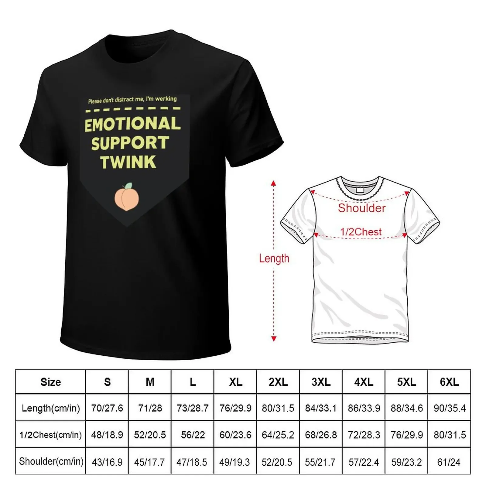 Camiseta con soporte emocional Twink, camisetas gráficas, camisetas gráficas, camisetas de talla grande, camisetas gráficas divertidas para hombres