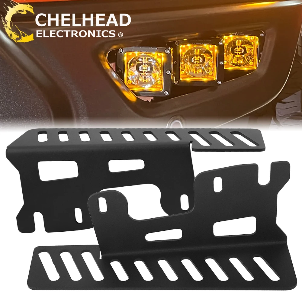 Front Hidden Bumper Led Work Fog Light Mounting Holder Cube Lights Bracket Frame Kit for Ford Raptor 2022 2023 2024