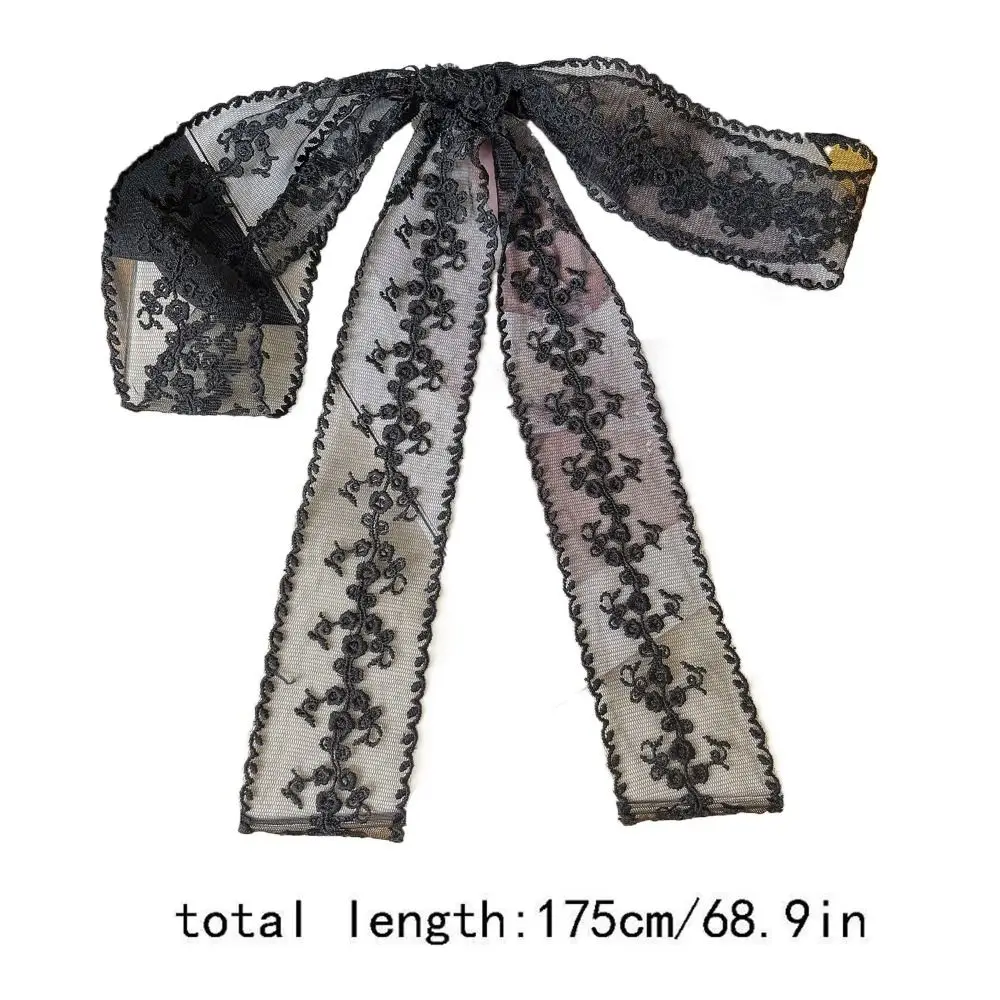 أنيقة طويلة الدانتيل منديل النمط الفرنسي الشريط رقيقة وشاح التطريز عقال النساء