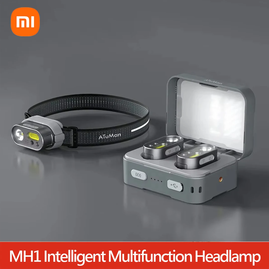 XiaoMi ATuMan DUKA MH1 Kit de lampe frontale multifonctionnelle USB Rechargeable Portable puissant Led Cob capteur de mouvement lampe frontale