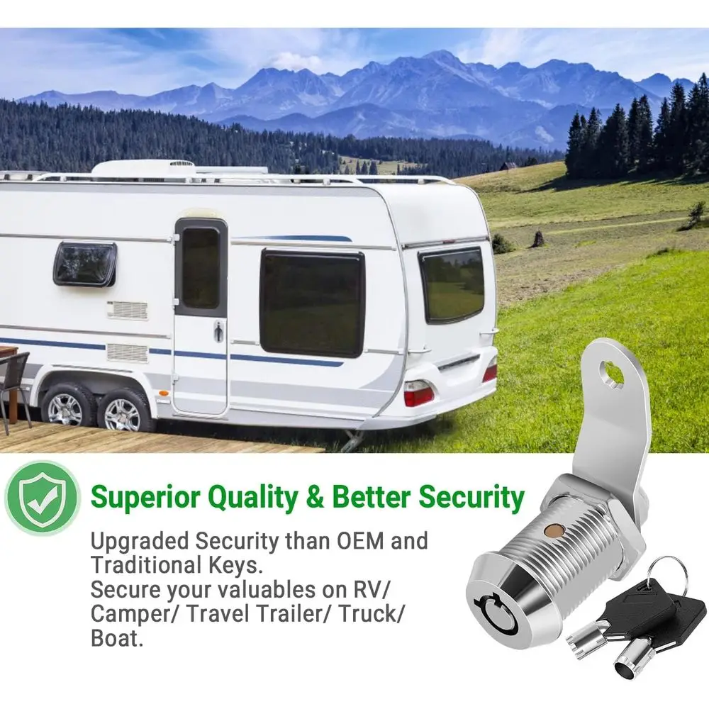 5 Pack Cabinet Lock with Keys, 7/8” RV Storage Locks Keyed Alike, RV Locks for Storage Door, Camper Cabinet Door Toolbox Locks M view 6