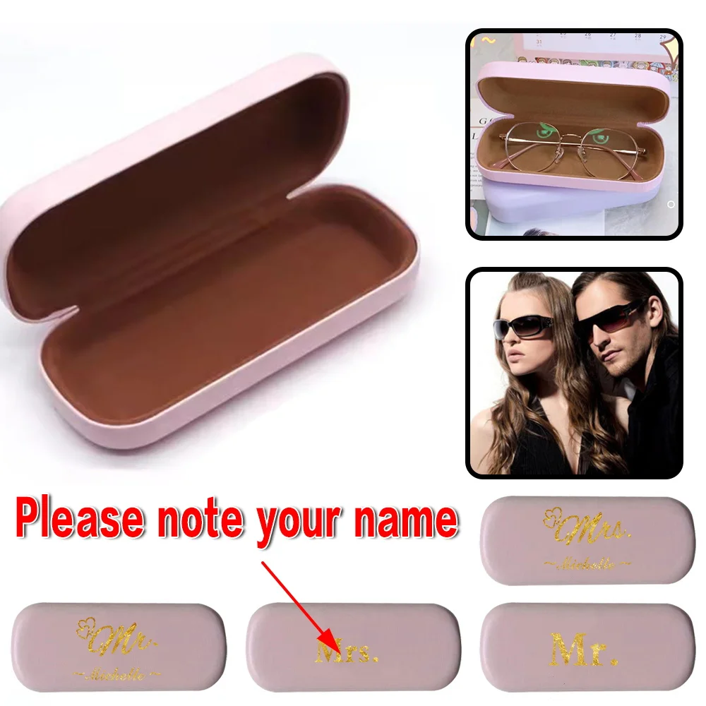 

Customized Name PU Glasses Organizer Case Leather Spectacle Box Travel Protective Eyeglass Holder Custom Pattern For Pocket DIY