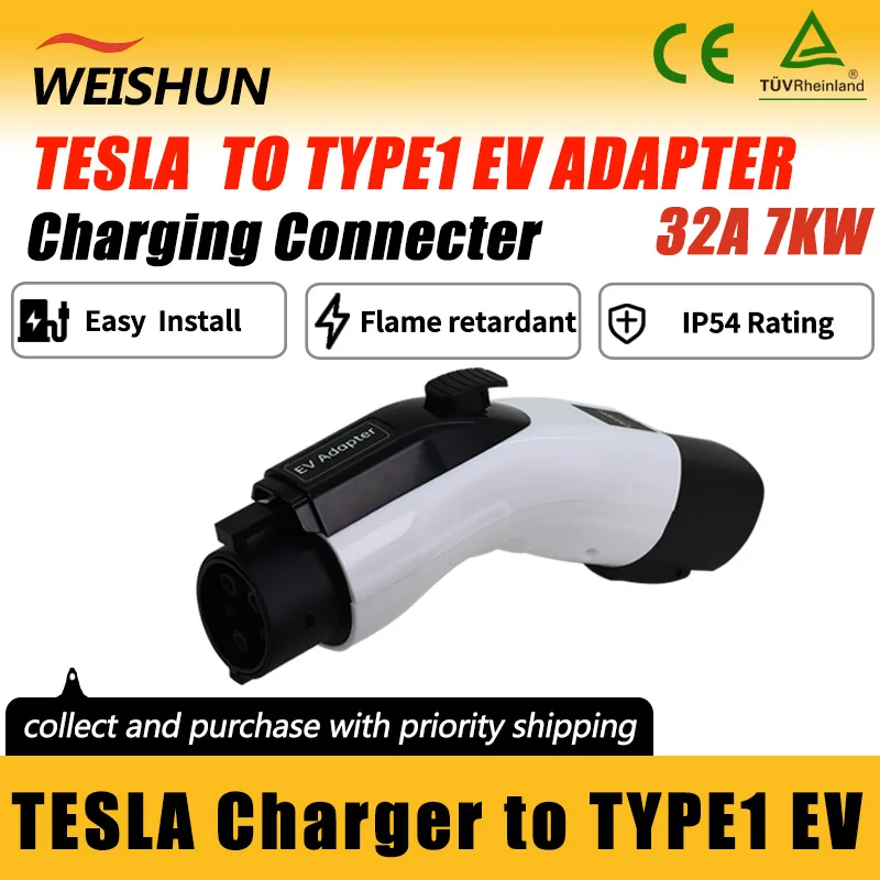 

Tesla to Type1/J1772 EV Adapter Electric Vehicle Charger Connecter for 16A/32A Tesla Charger to Type1 Electric Car Adapter