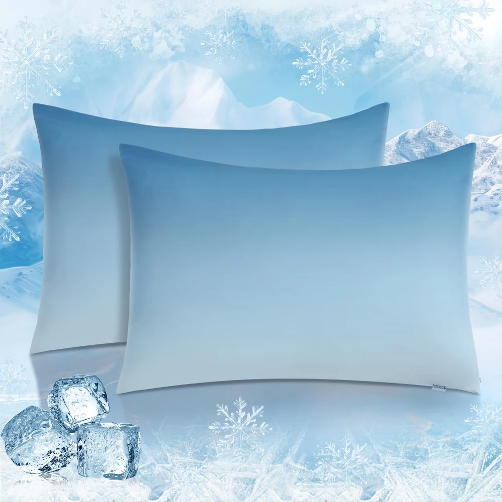 Cooling Pillow Cases Set of 2 Pillowcases Fit Standard Protecting Hair & Skin, Gifts for Women & Men, Hot Sleeper, Night Sweat