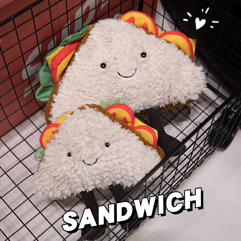 Fluffy Stuffed Sandwich Plush Toys Cute Creative Hug Pillows Toast Bread Sofa Bedside Decor Doll Happy Birthday Party Decor Kids