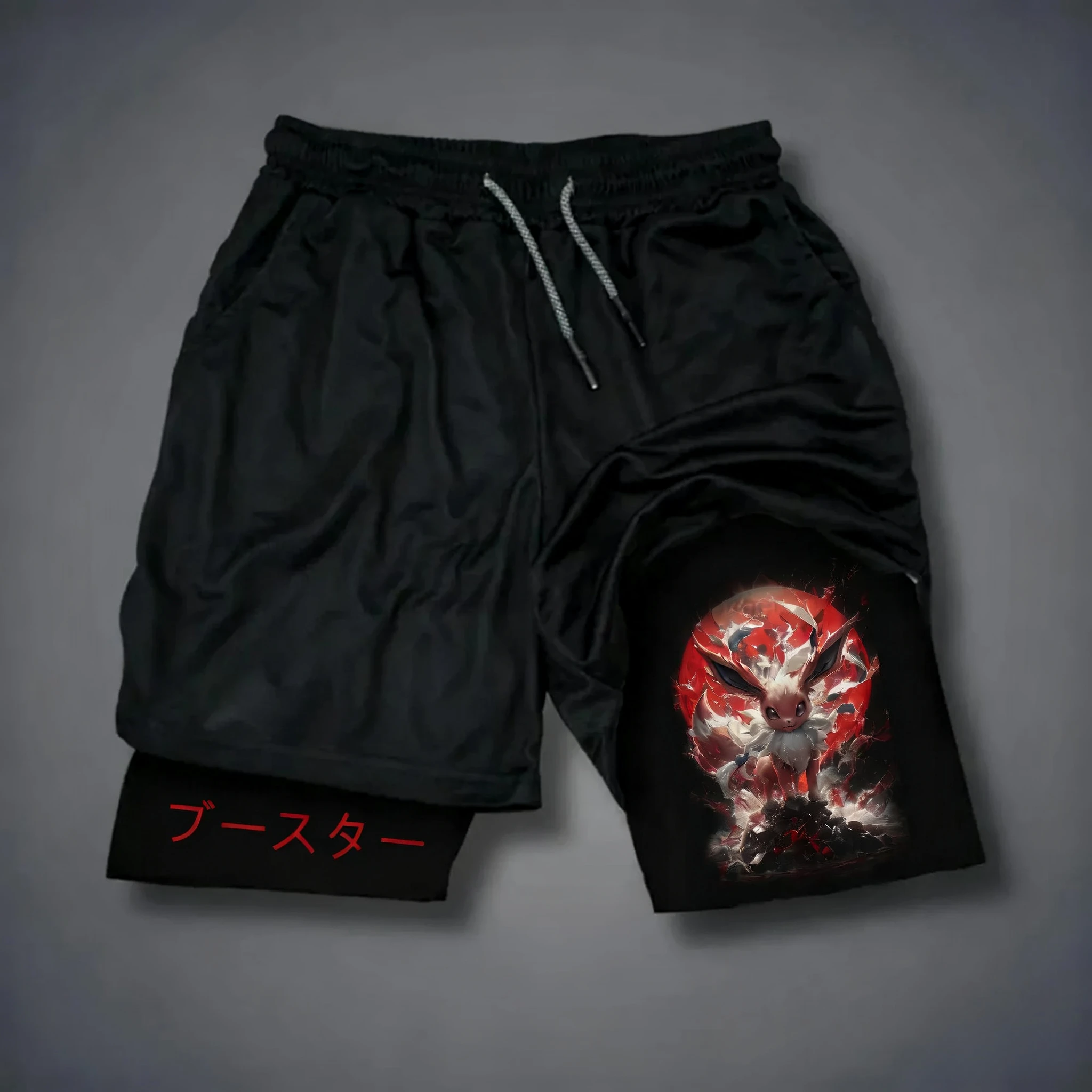 بوكيمون أنيمي 2 في 1 السراويل الرياضية 2026 صيف جديد عصري متعدد الوظائف تنفس التجفيف السريع طبقة مزدوجة السراويل