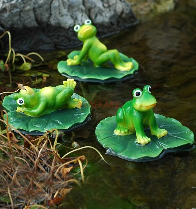 Simulated frog fish tank decorative ornaments enter the home garden, pond, water surface for landscape, floating animals, resin