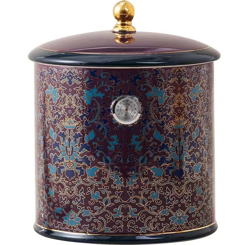 Giant Hygrometer Ceramic Cigar Storage Jar Airtight Porcelain Jar with Moisture Absorption Large Cigar Container Custom Mark