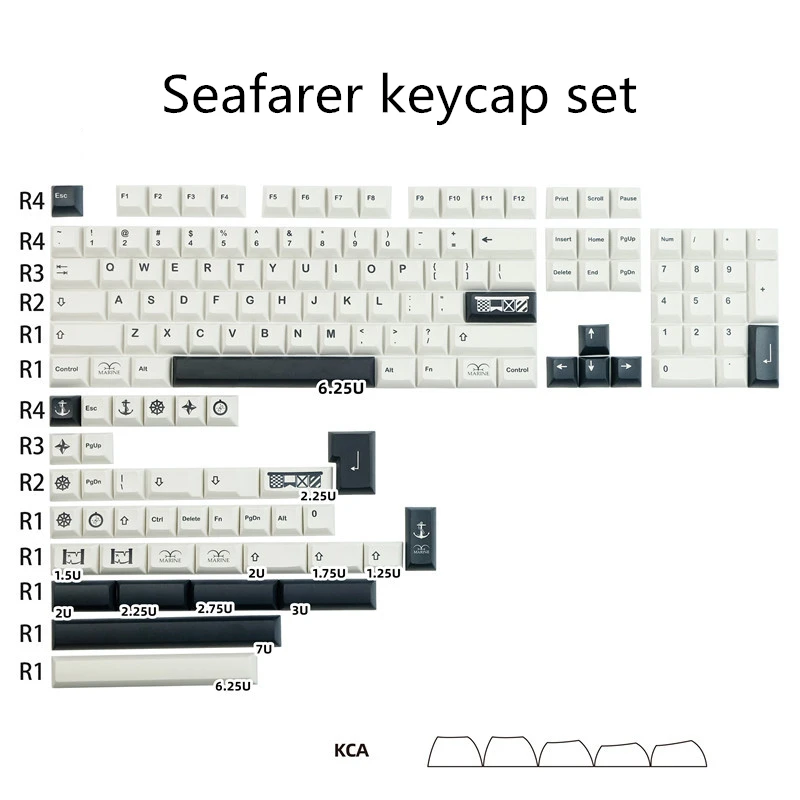 1 Set Seafarer Keycaps PBT Dye Sublimation Key Caps KCA Profile Keycap For Keychron 65% 75% Anne GH60 GK64 FL980 HHKB Varmilo