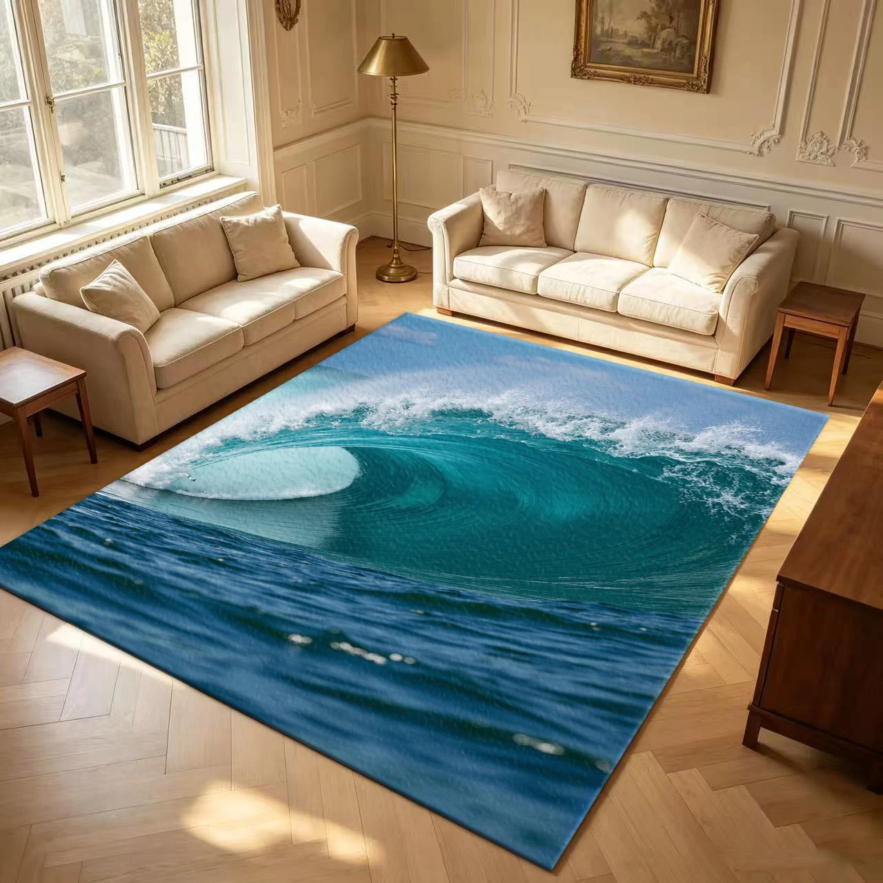 Huge Blue Ocean Surf Wave Seascape Carpet Flooring Sea View Home Decor Area Rug