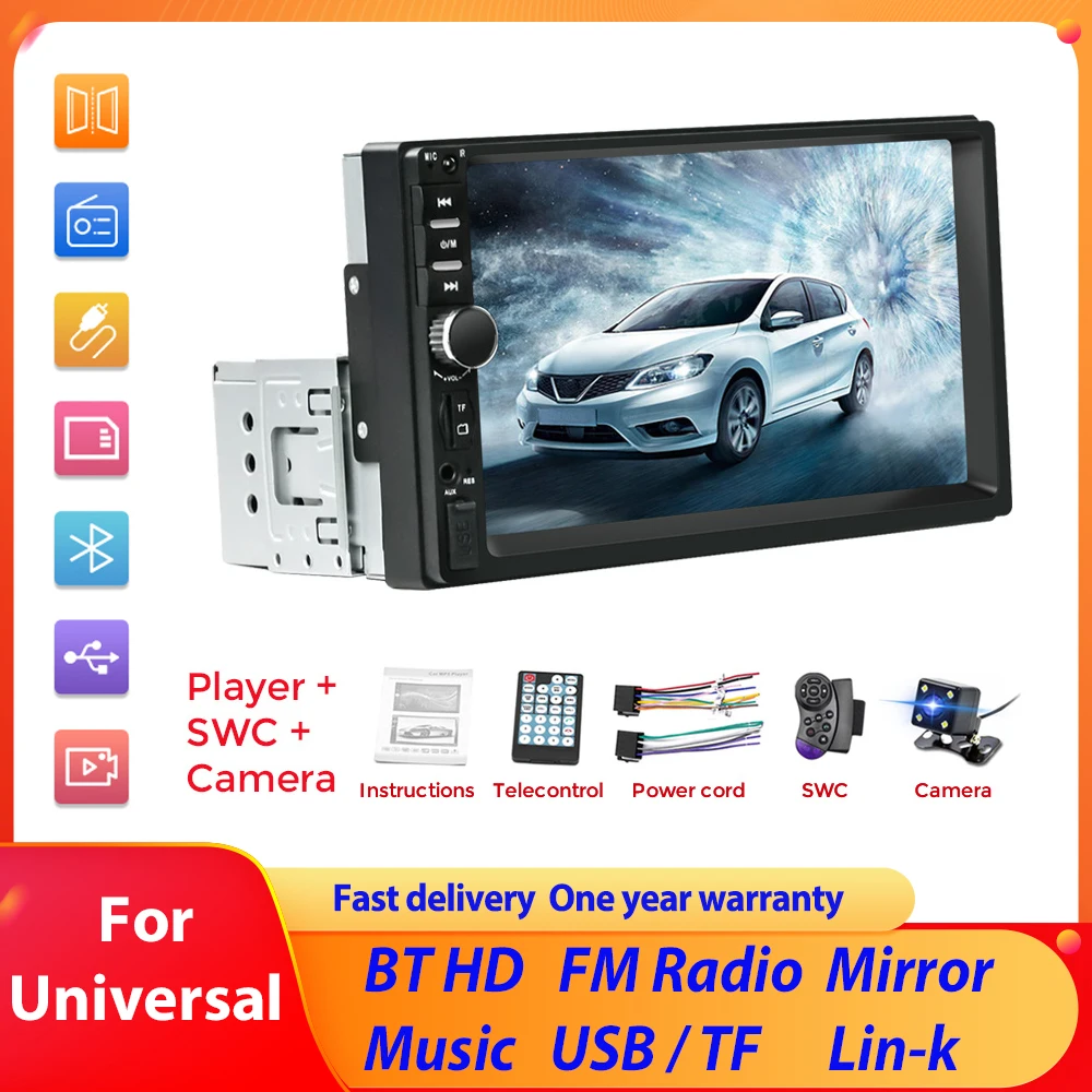 Universal 7 Inch 1 Din Car Radio ND4 Car MP5 MP3 Multimedia Video Player Support SWC USB AUX Input BT FM Mirror Link Autoradio