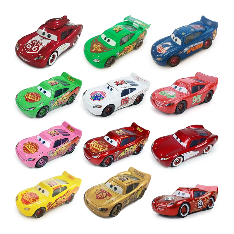 Disney Pixar Cars 95 Lightning McQueen Collection Love McQueen Modeling Metal Alloy Racing Toys Toy Car 1:55 Model Kids Gifts