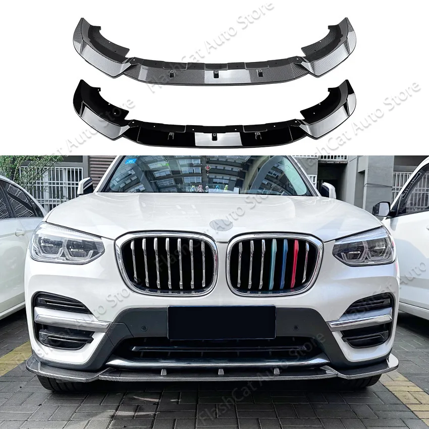 3PCS Front Bumper Separator Bumper Lip Body Kit Duck Lip Separator For BMW X3 X4 F25 F26 M Sport 2014-2017 Tuning Accessories