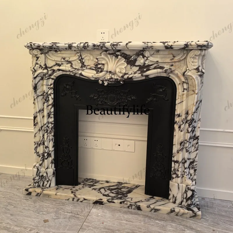 Natural marble fireplace French stone fireplace Caracatta purple fireplace decorative cabinet