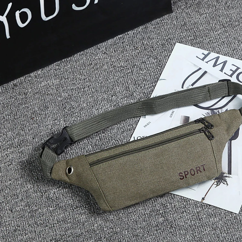 Canvas Waist Bag Men Women Sports Running Waistpack Anti Theft Slim Invisible Mobile Phone Holder Outdoor Fanny Pack