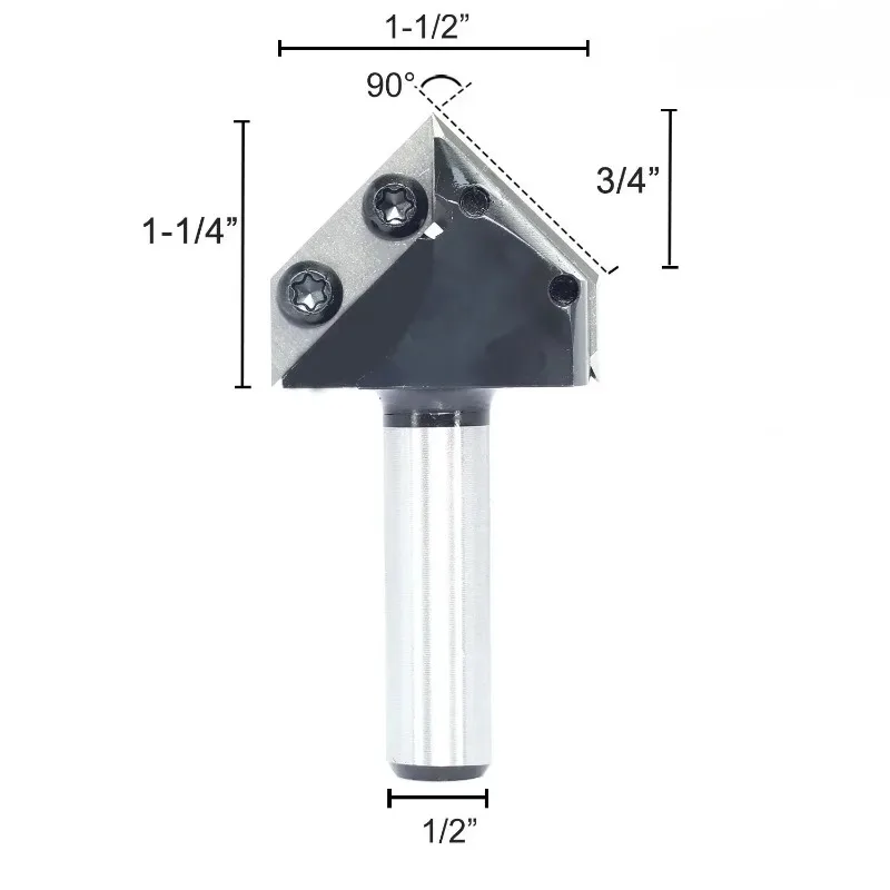Universe Grocery Store Disposable Woodworking Milling Cutter, Double Blade 90 Degree V-Knife 1/4 Shank 1/2 Shank 8 Shank 51322