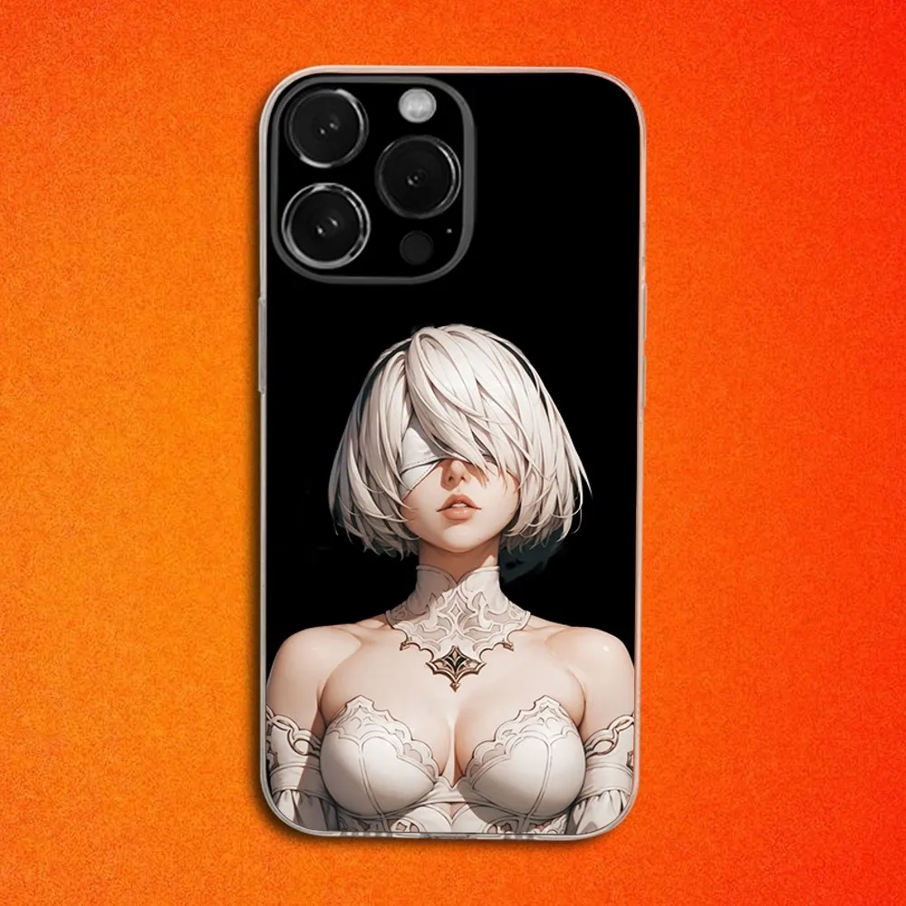 N-NieR A-Automata 2B Phone Case For iPhone 16,15,14,13,12,11 Plus,Pro,Max,XR,XS,X,Plus,SE,Mini Transparent Soft Cover