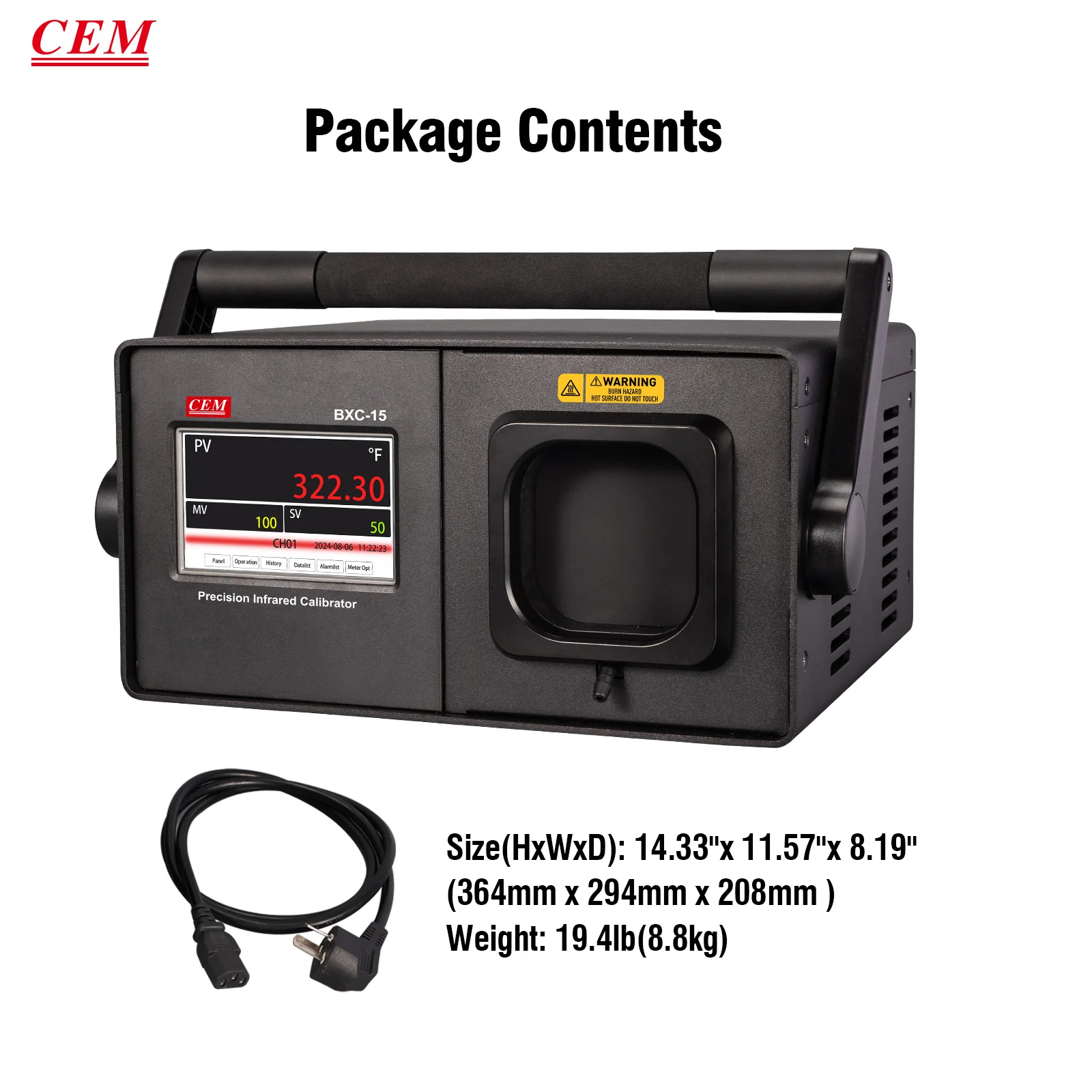 Non-contact Infrared Calibration Handheld Dry-Well Low Temperature Calibrator, Target Emissivity 0.95, -15°C to 120°C