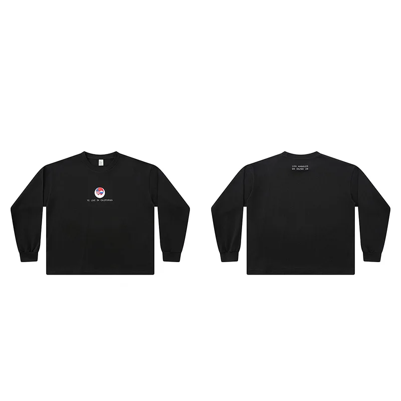 YZY Bully Long Sleeve T-Shirt Vintage Trendy Kanye West Style Flag