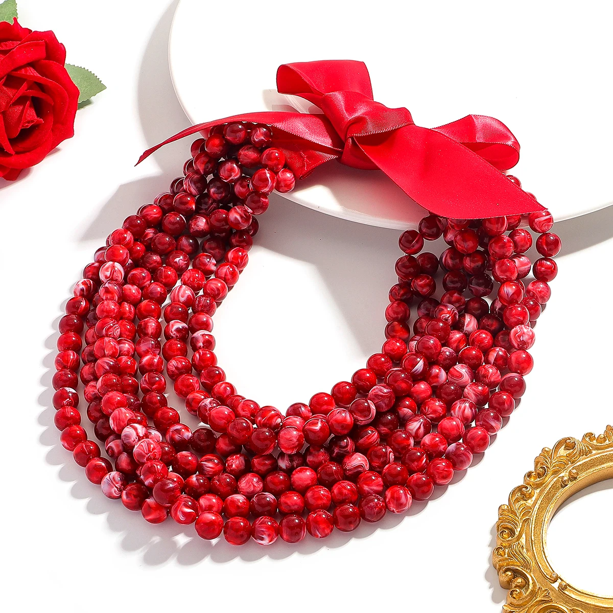 

2025 New Bohemia Handmade Multilayer Beaded Necklace For Women Colorful Tie Dyed Beads Elegant Jewelry Gift Banquet Accessories