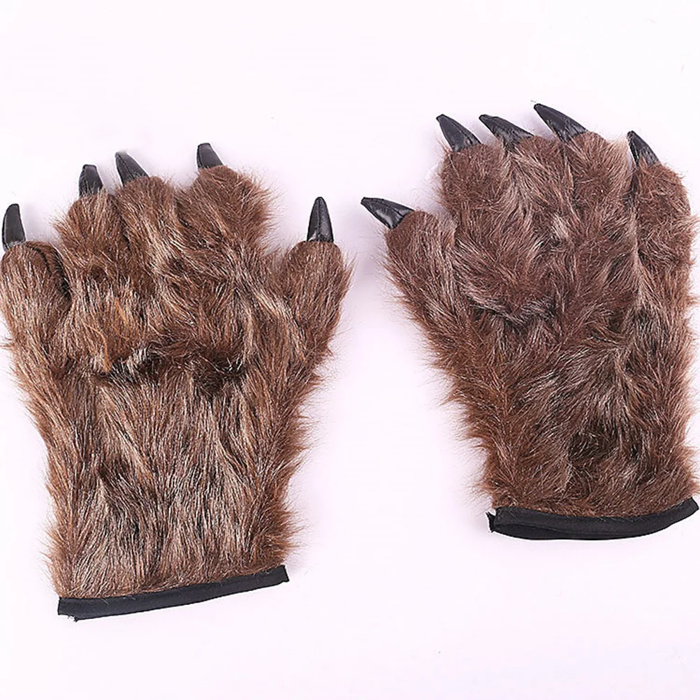 Guantes de oso para Halloween, disfraces de hombre lobo marrón, accesorios de fiesta, garra realista, Ghostcrawler, maquillaje