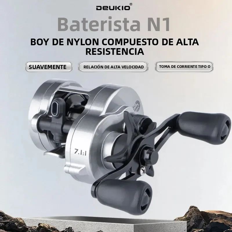 DEUKIO Carrete de Pesca de Lanzamiento con freno y manivela aluminio - imagen 5