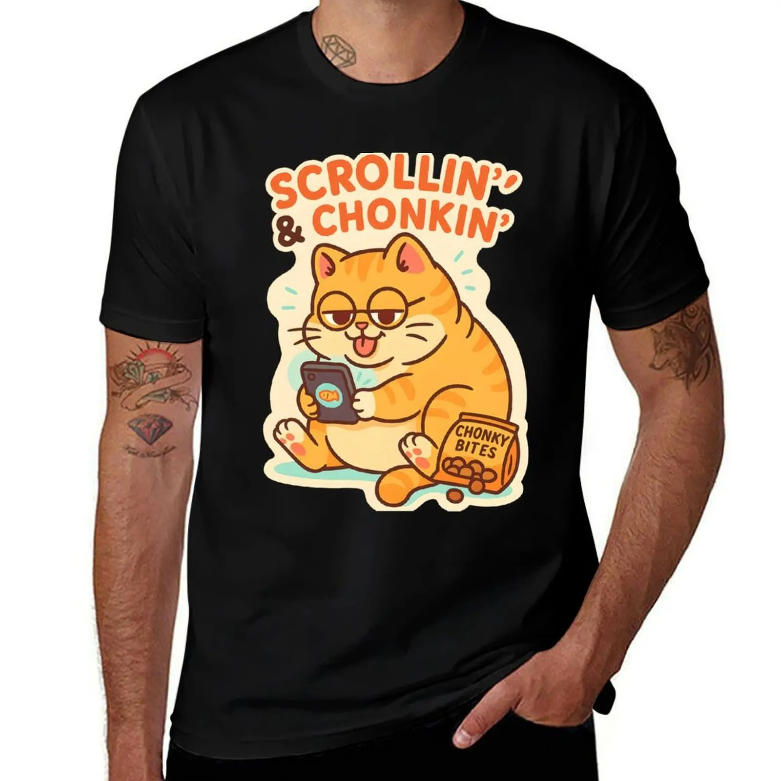 

Scrollin’ & Chonkin’ – Funny Cat Meme Design for Lazy Vibes T-Shirt vintage graphic tee topping funny t shirts for men