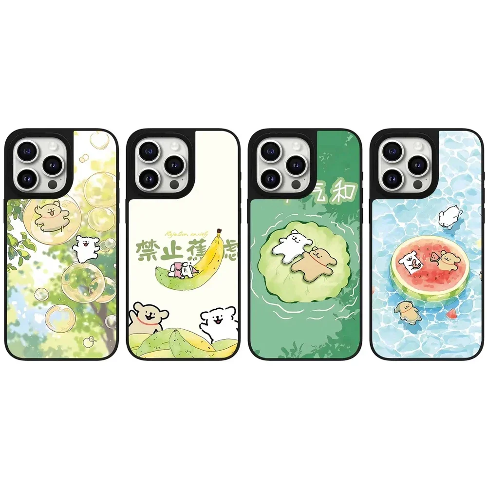 Dog Friends Summer Watermelon Mirror iPhone 11 12 13 14 15 16 Pro Max Case - Protective iPhone Case with MagSafe