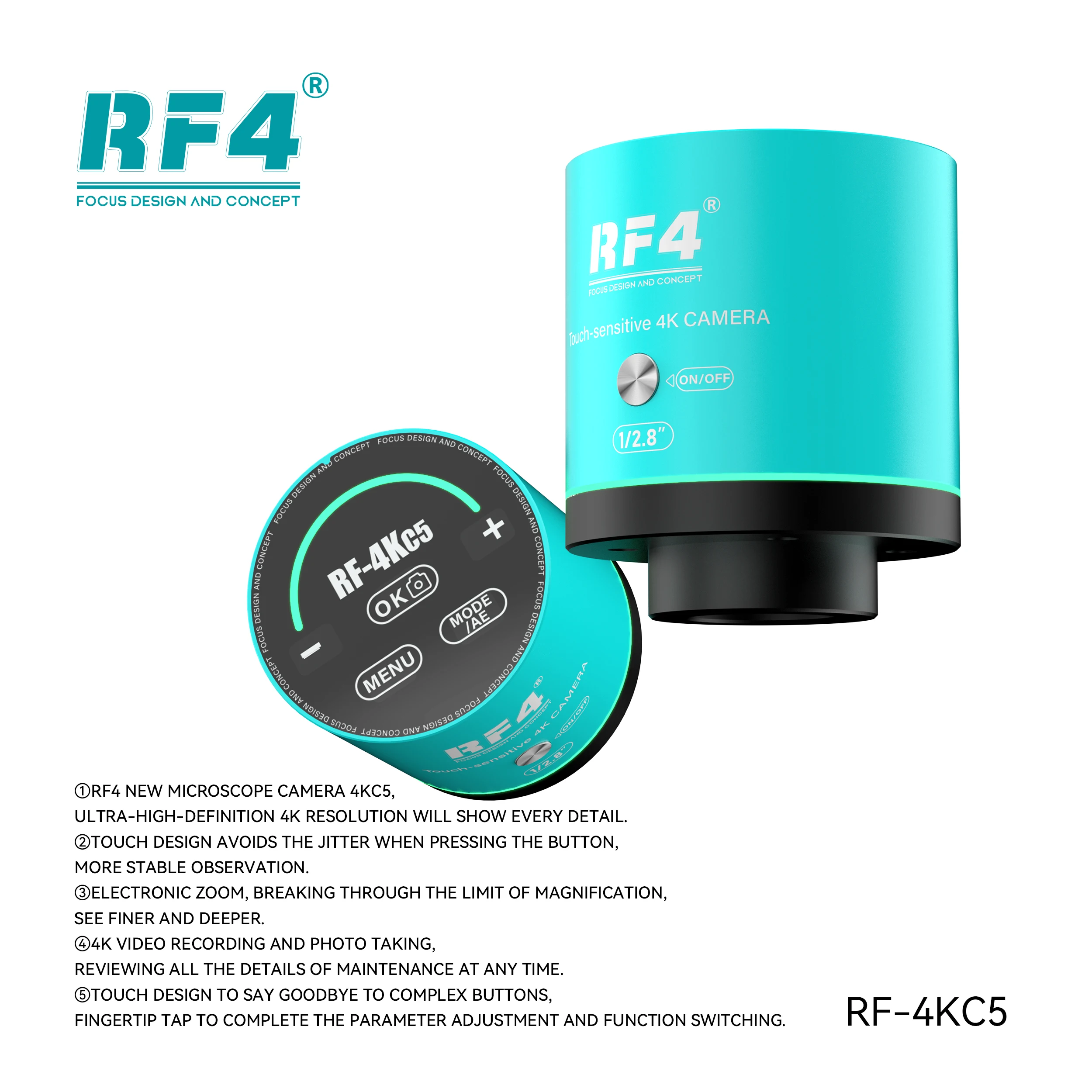 

Microscope Camera,Equipped With 8.29 Megapixel Sensor,Ultra-High Definition 4K Resolution Shows Every Detail Of Repair RF-4KC5