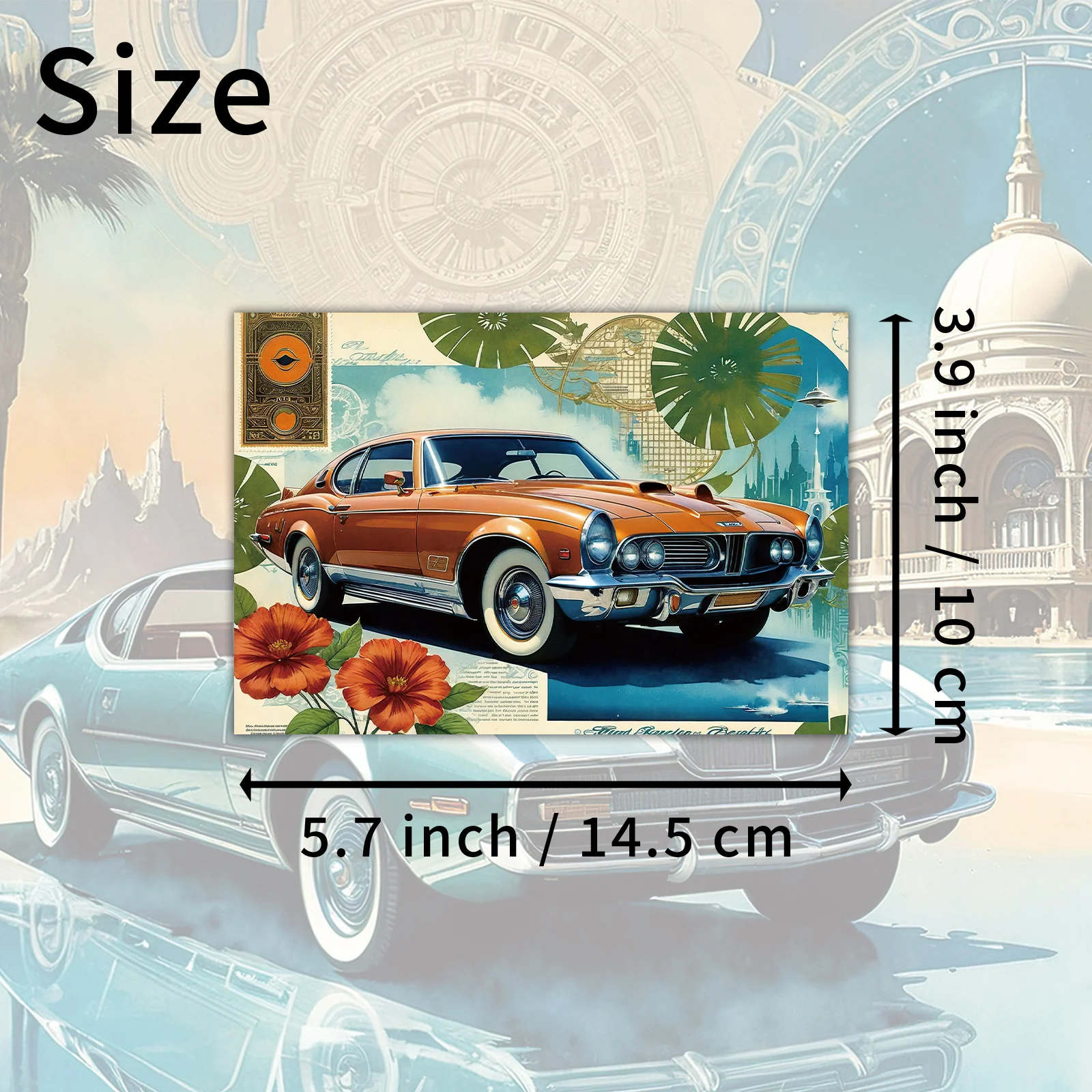 20pcs Vintage Car Collage Postcards, Vibrant Travel Themed Design Greeting Cards, Suitable for Scrapbooks and Handmade Crafts
