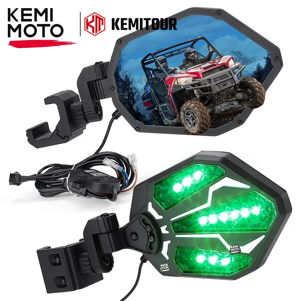 

KEMIMOTO UTV Pro Cage Fit RGB CNC Side Mirror for Can-Am Defender Maverick Trail Sport Compatible with Polaris Ranger XP General