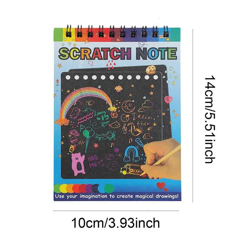 Rainbow Scratch Mini Art Notes 10Pcs Decorate Cartoon Child Paper DIY Graffiti Tool Rainbow Scratch Toy For Children