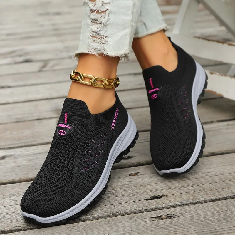 Women's Single Shoes Summer New Lowheel Round Head Fabric Sheath Sports Shoes Casual Comfortable Non-slip Breathable Cloth Shoes