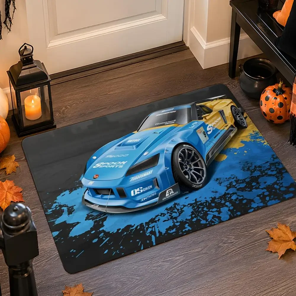 Spoons Sports J-JDM Racing Car Floor Mat Flannel Rug Non Slip Absorbent Soft Washable For Entryway Bathroom Kitchen Decor