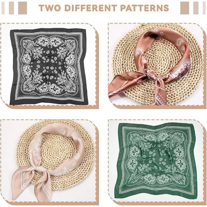 68cm Paisley Small Cashew Flower Scarf for Women Spring and Summer Thin Satin Square Scarf Retro Versatile Headscarf Shawl image 4