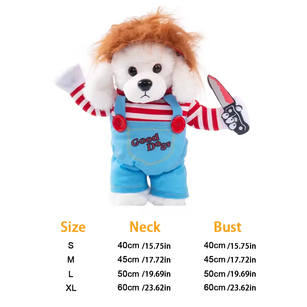 Divertido disfraz de cuchillo, traje de transformación para mascotas, linda ropa de otoño para perros con diseño de asesino para fotos y fiestas Ins