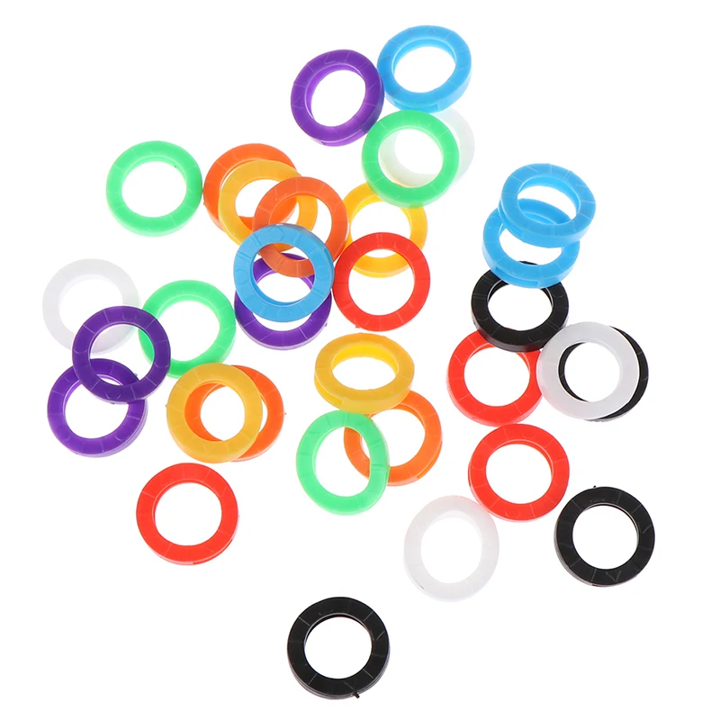 32pcs Bright Colors Soft Silicone Hollow Multi Color Rubber Keys Locks Cap Key Covers Topper Keyring Elastic Case Round