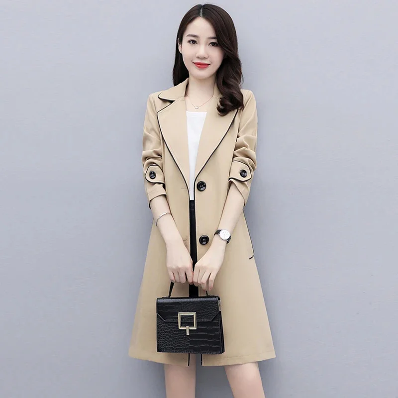 

Female High-Grade Windbreaker Coat Lining2026Spring Autumn New Jacket Long Temperament Outwear Women's Fashion Overcoat Top Tide