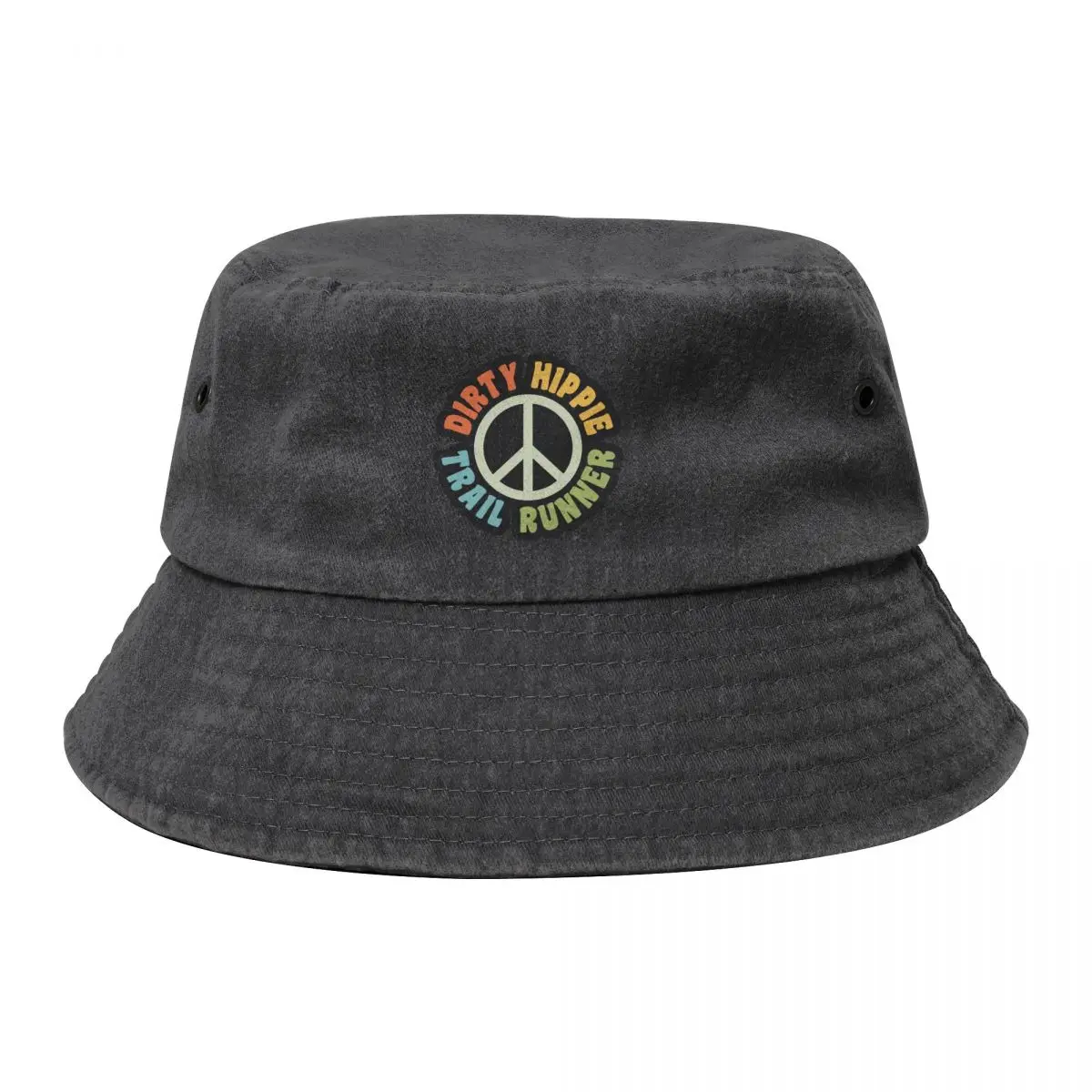 

Dirty Hippie Trail Runner Peace Cowboy Denim Fisherman Hat With Printing