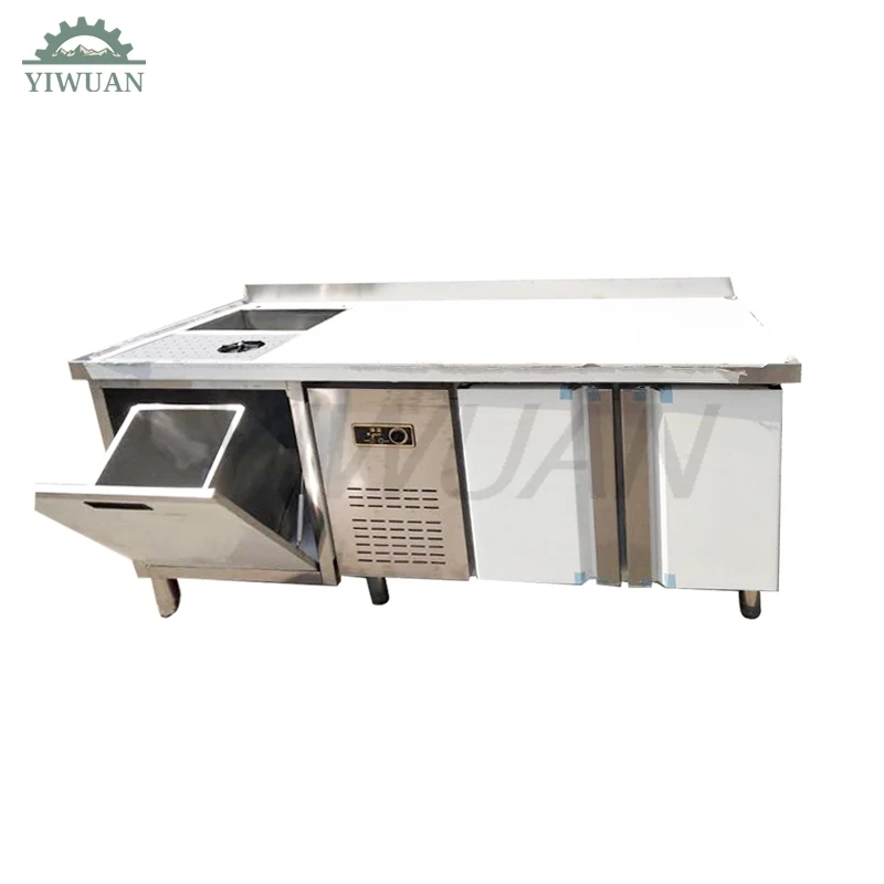 Bar tea cabinet counter with overhead shelf stainless steel water bar refrigerator worktop suitable for small coffee shop