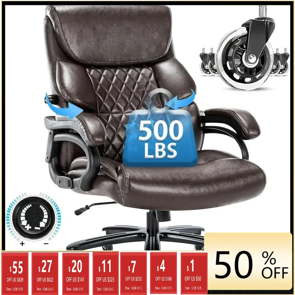 

Сверхмощный офисный стул на 500 фунтов с прочными роликами и регулируемой поясничной опорой