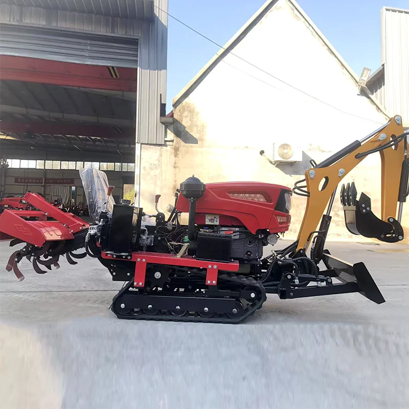 Novo multifuncional pequena máquina de micro-tillage de terras agrícolas crawler com componente de núcleo de caixa de engrenagens rotativa e motor