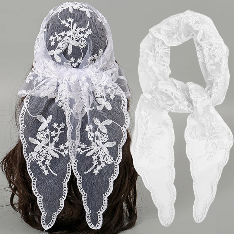 

Fashion Ins Lace Hair Scarf Women Retro Triangle Hair Bands Vintage Triangular Headscarf Girls Elegant Headwear Hair Accessories