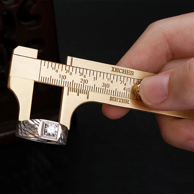 1/2 Stück Messing-Messschieber, tragbares Taschenschieberlineal mit MM/Zoll-Skala, Präzisionsmesswerkzeug für DIY-Handwerksschmuck