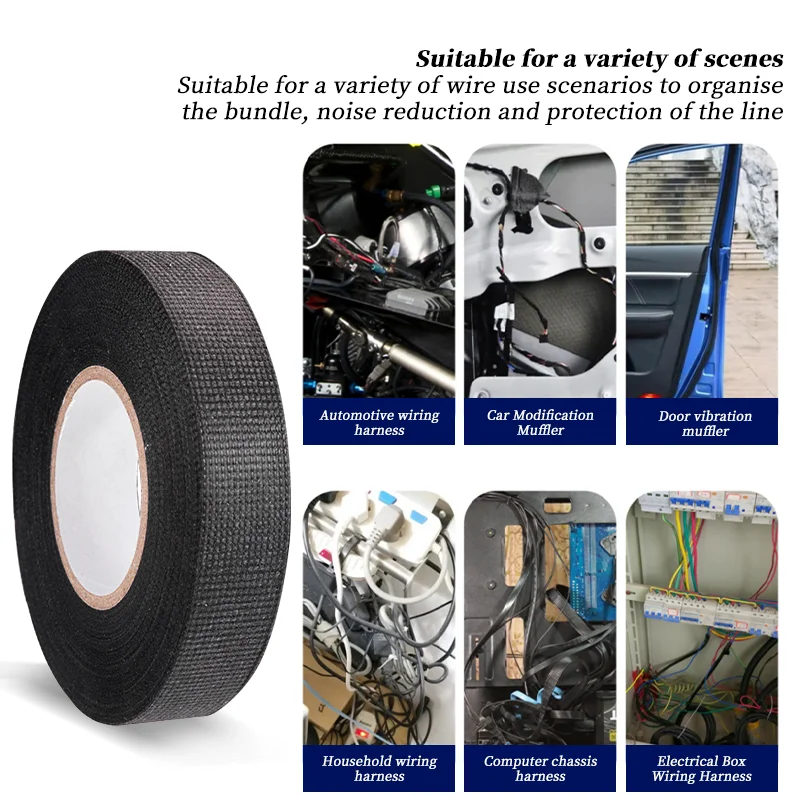 Electrical Tape Heat Resistant Harness Tape Insulation Automotive Fabric Cloth Tape For Car Cable Harness Wiring Loom Protection