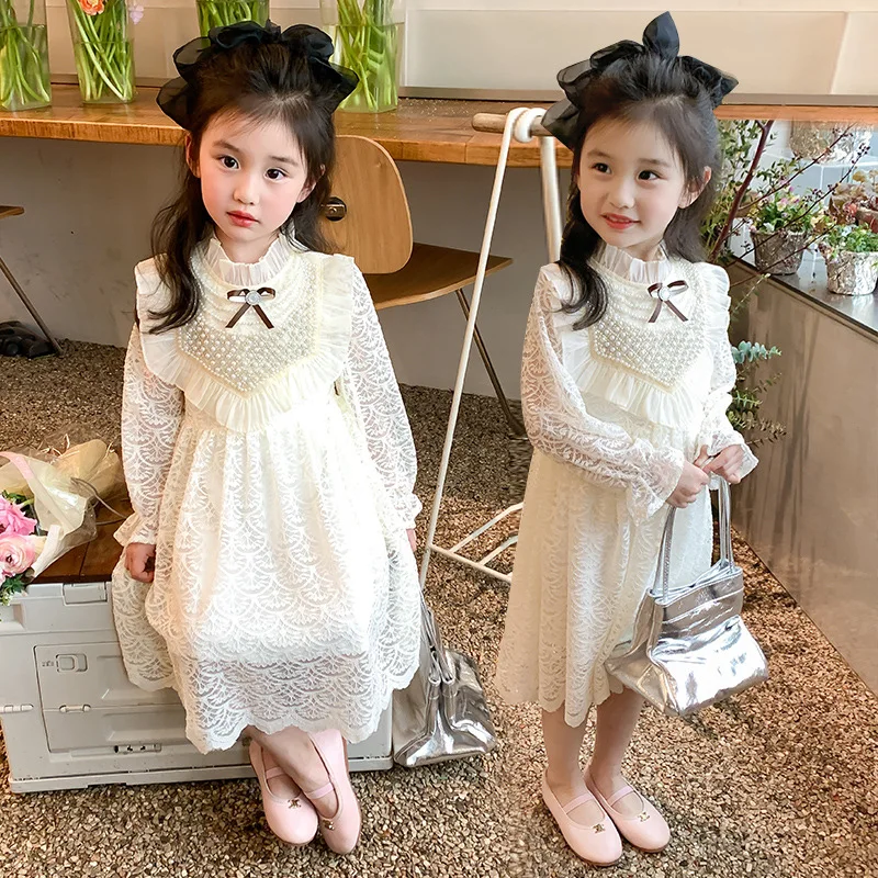 

Dress for Girls Baby Casual Dresses Lace Vestidos Wedding Party Evening Dresses Autumn Children Clothes Girls Bridesmaid Dresses